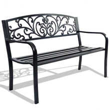 Load image into Gallery viewer, 50&quot; Patio Park Steel Frame Cast Iron Backrest Bench Porch Chair
