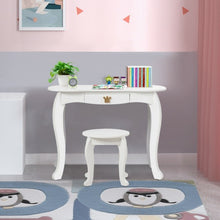 Load image into Gallery viewer, Kids Makeup Dressing Table with Tri-folding Mirror and Stool-White

