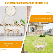Load image into Gallery viewer, Macrame Cushioned Hanging Swing Hammock Chair-Beige
