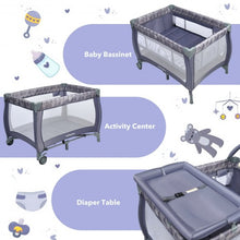 Load image into Gallery viewer, Portable Foldable Baby Playard Nursery Center with Changing Station-Gray
