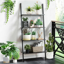 Load image into Gallery viewer, 4-Tier Industrial Leaning Wall Bookcase-Black

