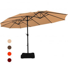 Load image into Gallery viewer, 15 Foot Extra Large Patio Double Sided Umbrella with Crank and Base-Beige
