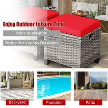Load image into Gallery viewer, 2PCS Patio Rattan Wicker Ottoman Seat with Removable Cushions-Red
