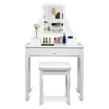 Load image into Gallery viewer, 10 LED Lighted Mirror and 3 Drawers Vanity Table Set-White
