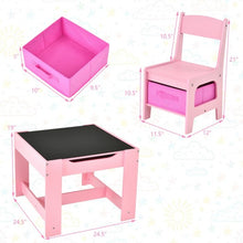 Load image into Gallery viewer, Kids Table Chairs Set With Storage Boxes Blackboard Whiteboard Drawing-Pink
