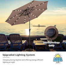 Load image into Gallery viewer, 10FT Patio Solar Umbrella LED Patio Market Steel Tilt W/ Crank Outdoor New-Tan
