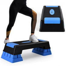 Load image into Gallery viewer, Aerobic Exercise Stepper Trainer with Adjustable Height 5&quot;- 7&quot;- 9&quot;-Blue
