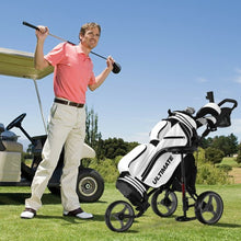 Load image into Gallery viewer, 3 Wheels Folding Golf Push Cart with Seat Scoreboard and Adjustable Handle-Gray
