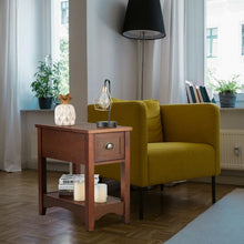 Load image into Gallery viewer, Set of 2 Contemporary Side End Table with Drawer -Walnut
