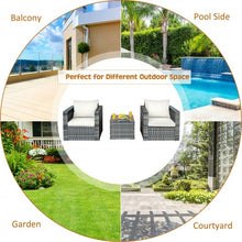 Load image into Gallery viewer, 3 Pcs Patio Rattan Furniture Bistro Sofa Set with Cushioned-White
