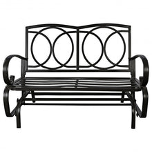 Load image into Gallery viewer, Outdoor Patio Cushioned Rocking Bench Loveseat-Blue

