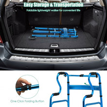 Load image into Gallery viewer, Aluminum Heavy-Duty Folding Wheeled Stand-Assist Walker-Blue
