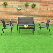 Load image into Gallery viewer, 4 pcs Patio Furniture Set with Glass Top Coffee Table-Black
