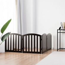 Load image into Gallery viewer, 24&quot; Configurable Folding Free Standing 4 Panel Wood Pet Fence-Brown
