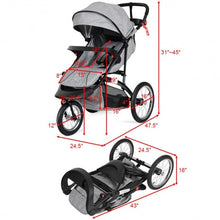 Load image into Gallery viewer, Handlebar Adjustable Portable Folding Stroller Baby Jogger-Gray

