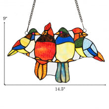 Load image into Gallery viewer, 14.5&quot; Tiffany Glass Birds Window Panel Hangings with Chain
