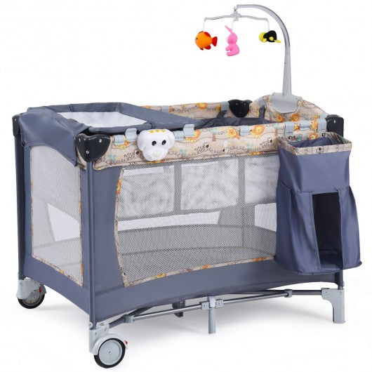 Foldable 2 Color Baby Crib Playpen Playard-Gray
