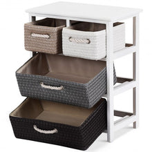 Load image into Gallery viewer, Storage Drawer Nightstand Woven Basket Cabinet Bedside Table
