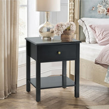 Load image into Gallery viewer, Nightstand End Table with Drawer and Shelf-Black
