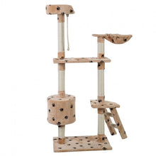 Load image into Gallery viewer, 60&quot; Cat Tree Tower Kitten Hammock Condo-Beige paws
