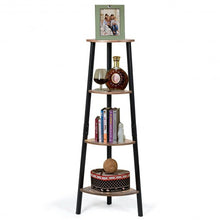 Load image into Gallery viewer, 4-Tier Corner Shelf Metal Storage Rack Bookcase Plant Display Stand

