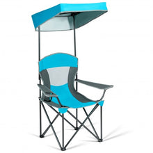 Load image into Gallery viewer, Portable Folding Camping Canopy Chair with Cup Holder Cooler -Blue
