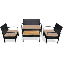 Load image into Gallery viewer, 4 Pcs Patio Rattan Furniture Set Sofa Chair Coffee Table with Cushion-Brown

