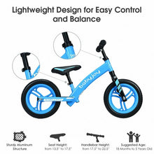 Load image into Gallery viewer, 12&quot; Kids No-Pedal Balance Bike with Adjustable Seat-Blue
