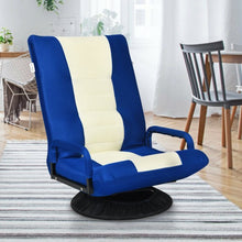 Load image into Gallery viewer, 6-Position Adjustable Swivel Folding Gaming Floor Chair-Blue
