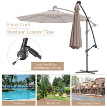 Load image into Gallery viewer, 10 Inch Patio Hanging Solar LED Umbrella Sun Shade with Cross Base-Tan
