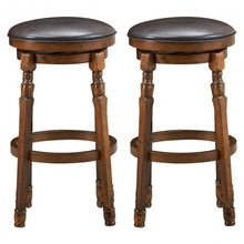 Load image into Gallery viewer, Set of 2 29&quot; Swivel Leather Padded Dining Bar Stool
