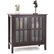 Load image into Gallery viewer, Glass Door Sideboard Console Storage Buffet Cabinet-Brown
