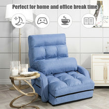Load image into Gallery viewer, Folding Floor Massage Chair Lazy Sofa with Armrests Pillow-Blue

