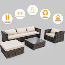 Load image into Gallery viewer, 6 pcs Patio Rattan Wicker Furniture Set w/ 2 Set Cushion Cover
