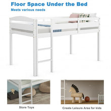 Load image into Gallery viewer, Wooden Twin Low Loft Bunk Bed with Guard Rail and Ladder-White
