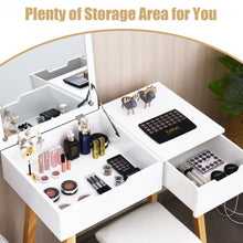 Load image into Gallery viewer, Vanity Makeup Table Cushioned Stool Set with Flip Top Mirror
