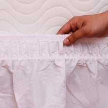 Load image into Gallery viewer, Twin / Full Size Around Bed 14" Elastic Wrap Ruffle Bed Skirt-White
