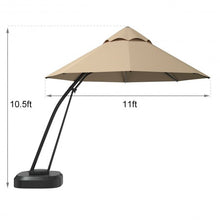 Load image into Gallery viewer, 11 Feet Outdoor Cantilever Hanging Umbrella with Base and Wheels-Beige
