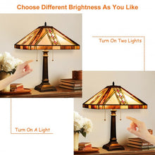 Load image into Gallery viewer, Tiffany-Style 2-Light Table Lamp w/ 16" Glass Lampshade
