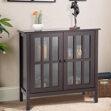 Load image into Gallery viewer, Glass Door Sideboard Console Storage Buffet Cabinet-Brown
