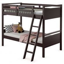 Load image into Gallery viewer, Twin Over Twin Bunk Bed Convertible 2 Individual Beds Wooden -Espresso
