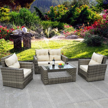 Load image into Gallery viewer, 4 pcs Patio Rattan Cushioned Sofa
