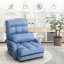 Load image into Gallery viewer, Folding Floor Massage Chair Lazy Sofa with Armrests Pillow-Blue
