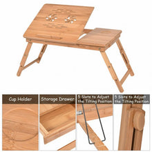 Load image into Gallery viewer, Portable Bamboo Laptop Desk Table with Drawer
