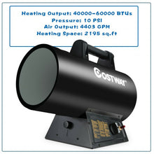 Load image into Gallery viewer, 60000 BTU Outdoor Protection Portable Propane Forced Air Heater
