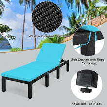 Load image into Gallery viewer, Patio Rattan Cushioned Height Adjustable Lounge Chair-Blue
