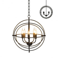 Load image into Gallery viewer, 20" 5 Lights Metal Chandelier with Pivoting Interlocking Rings

