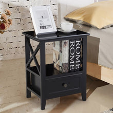 Load image into Gallery viewer, 2 pcs Living Room End Side Nightstands with Storage Drawer-Black
