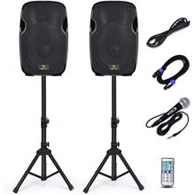 Load image into Gallery viewer, Portable DJ Speaker w/Active &amp; Passive Speakers &amp; 2 Speaker Stands  Microphone
