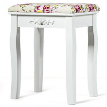 Load image into Gallery viewer, Vanity Wood Dressing Stool Padded Piano Seat with Rose Cushion
